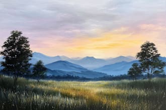 paint a real landscape oil painting on canvas