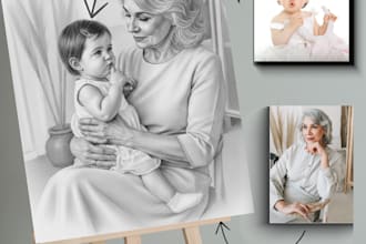 hand draw a realistic pencil portrait sketch from your photo
