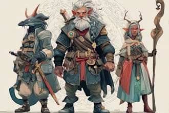 illustrate dnd characters, heroes, and fantasy races