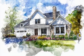 paint watercolor house portrait
