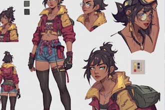 design character reference sheet for your oc fanart vtuber
