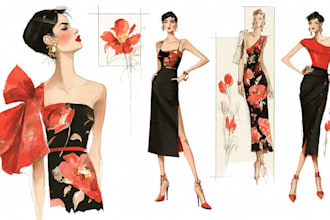 create custom fashion illustrations and croquis for you