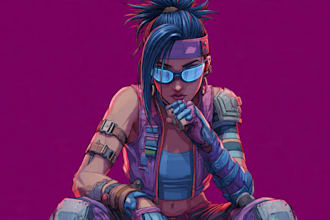 illustrate you as a cyberpunk style character