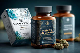 design supplement or hemp product packaging box and label