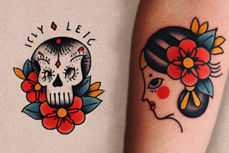 create custom logo old school traditional tattoo design