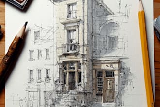 create house or building photo into watercolor art