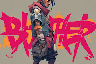 design a badass character illustration graffiti style