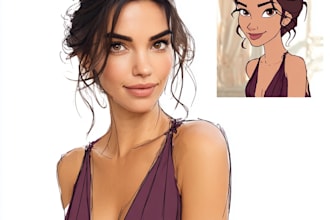 do a portrait in semi realism disney cartoon style