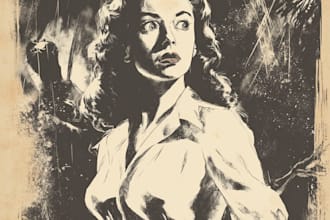 do vintage horror comic art, poster, t shirt, character