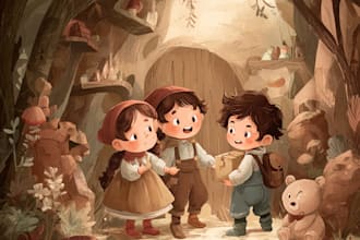 create hand drawn illustration for children story