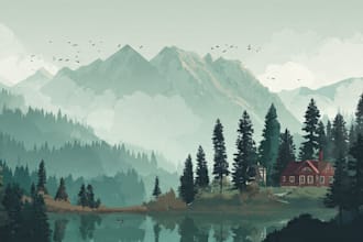 create flat landscape illustration of nature