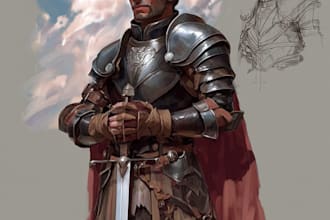 draw concept art of knights, medieval, dark fantasy warriors