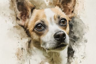 watercolor draw watercolor pet portrait