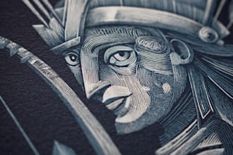 draw high quality linocut illustration for t shirt design