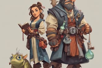 make a fantasy dnd party charecter art