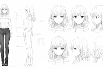 draw character sheet for your oc anime, waifu and husbando