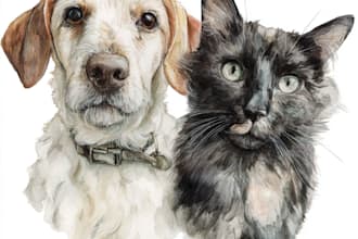 draw watercolor pet portrait