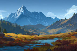 draw professional vector landscape illustration