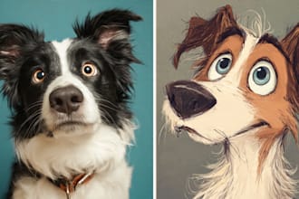 draw pet portrait into cartoon disney
