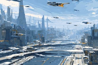 paint sci fi city or fantasy digital art illustration