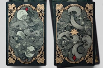 draw playing card game art design visual deck, board game art, tarot uno card