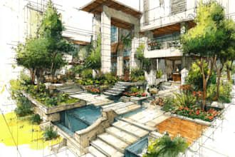 landscape design for home garden, park, villa and site plan