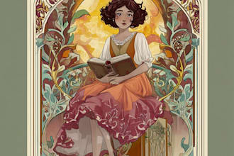 illustrate a vintage art nouveau book cover