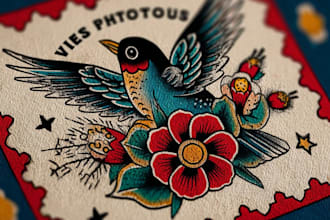 design custom old style traditional tatto art illustrations