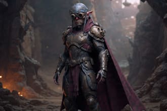 create fantasy, sci fi, character with hyperrealistic style
