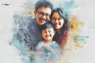 do colorful art family portrait, friendship portrait