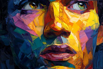 paint expressive colorful abstract portraits