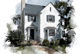 paint custom digital watercolor house, home building portrait illustrations