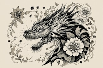 create a unique tattoo design,neo traditional, old school