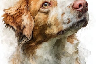 paint sketch and watercolor pet portrait painting