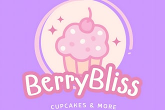 design feminine watercolor cake and bakery logo