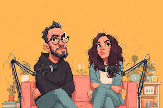 do cartoon caricature podcast cover art