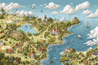 fantasy map illustration vector event map design tourist map