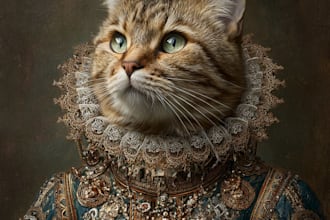 draw royal pet portrait cat portrait, dog portrait