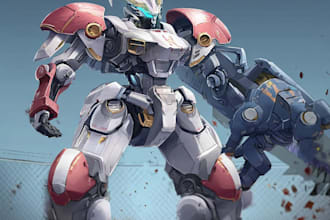 create  your mecha robot fanart or original in digital artwork