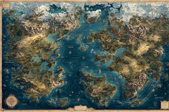 illustrate fantasy map illustration for dnd, novels and games