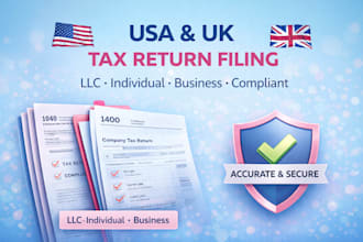 file USA llc, individual and business tax returns and UK company tax returns
