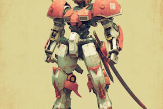 draw illustration and concept mecha, gundam, and robot
