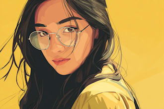 draw your face into vector art portrait illustration