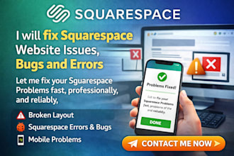fix squarespace website issues, bugs and errors website development squarespace