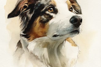 draw watercolor pet portrait