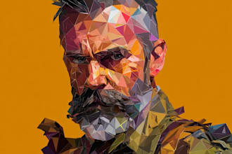 made geomatric and polygonal low poly vector illustrations