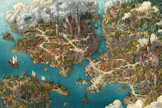 fantasy map illustration for dnd, novels and games