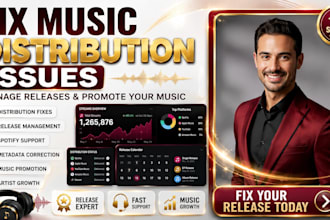 fix music distribution issues, manage releases and promote music