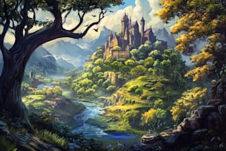 do a fantasy environment, landscape design