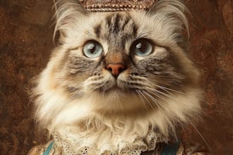 create custom royal pet portrait renaissance high quality